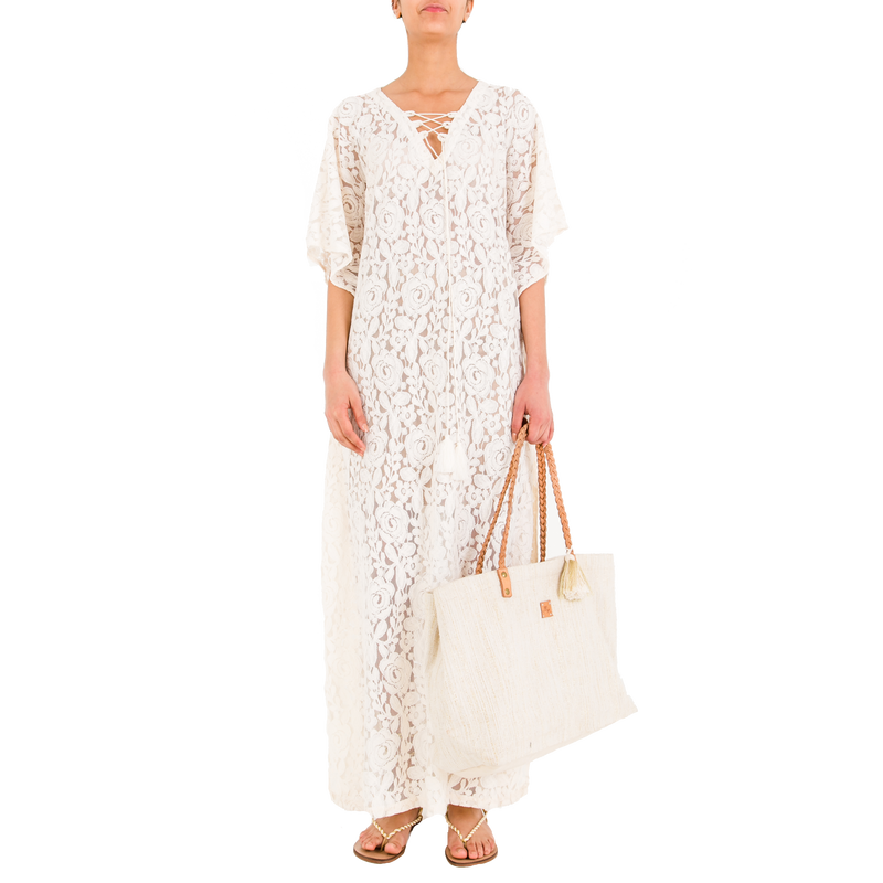 CHARLIE Off-White Lace Kaftan – MyTindy